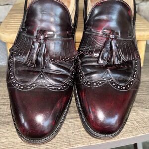 Johnson & Murphy Tassel Slip On 2 Tone Black Cherry Men's Size 10.5 B Leather